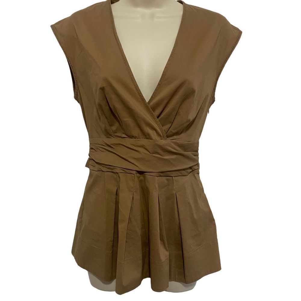 BCBGMAXAZRIA Peplum Tie Back Cap Sleeve Blouse